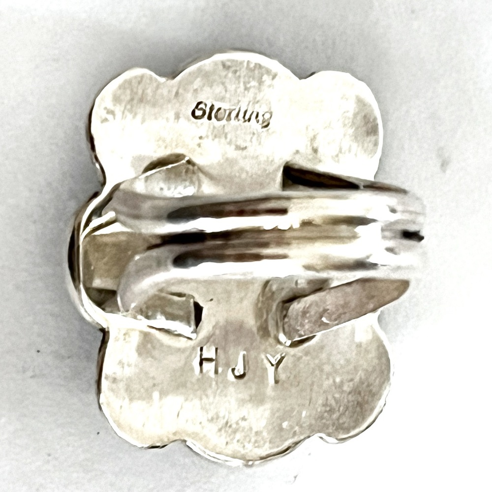 Signed - Hoskie Yazzie, Navajo. Vintage Sterling Silver Turquoise Ring - Picture 3 of 7